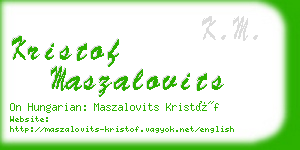 kristof maszalovits business card